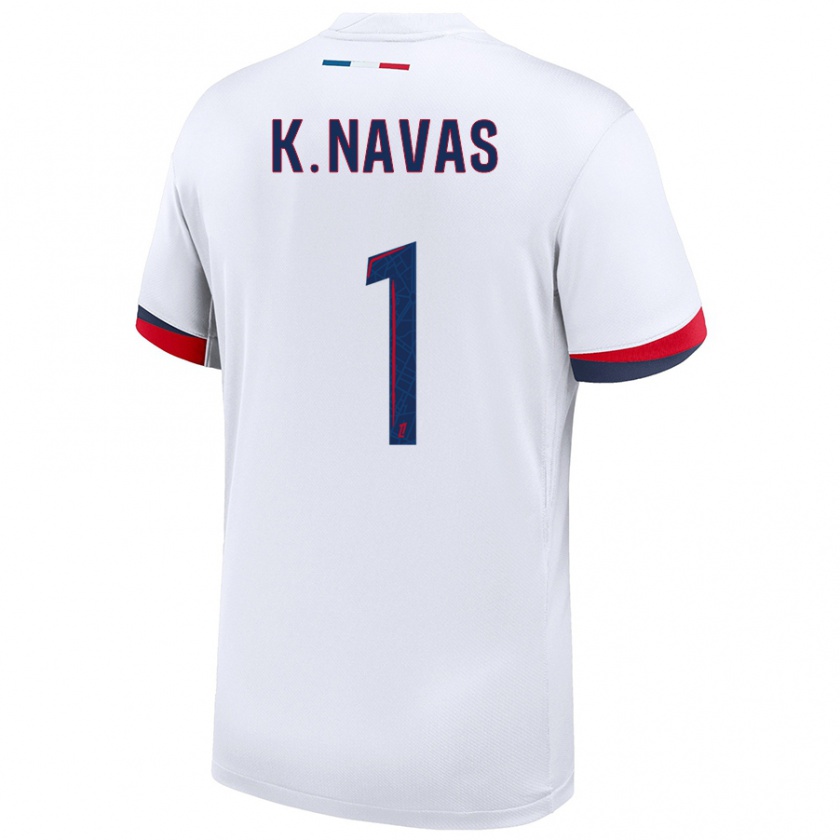 Kandiny Mujer Camiseta Keylor Navas #1 Blanco Azul Rojo 2ª Equipación 2024/25 La Camisa Chile