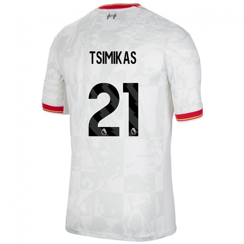 Kandiny Mujer Camiseta Konstantinos Tsimikas #21 Blanco Rojo Negro Equipación Tercera 2024/25 La Camisa Chile