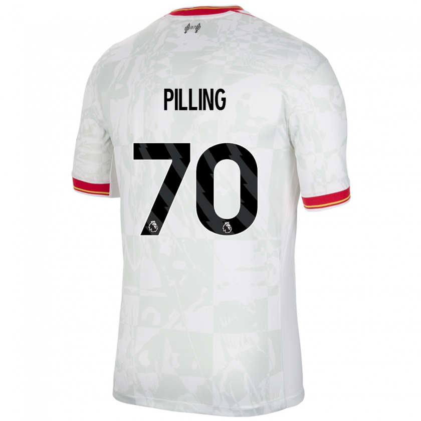 Kandiny Mujer Camiseta Tommy Pilling #70 Blanco Rojo Negro Equipación Tercera 2024/25 La Camisa Chile