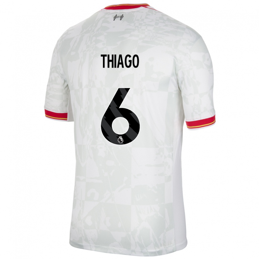 Kandiny Mujer Camiseta Thiago #6 Blanco Rojo Negro Equipación Tercera 2024/25 La Camisa Chile