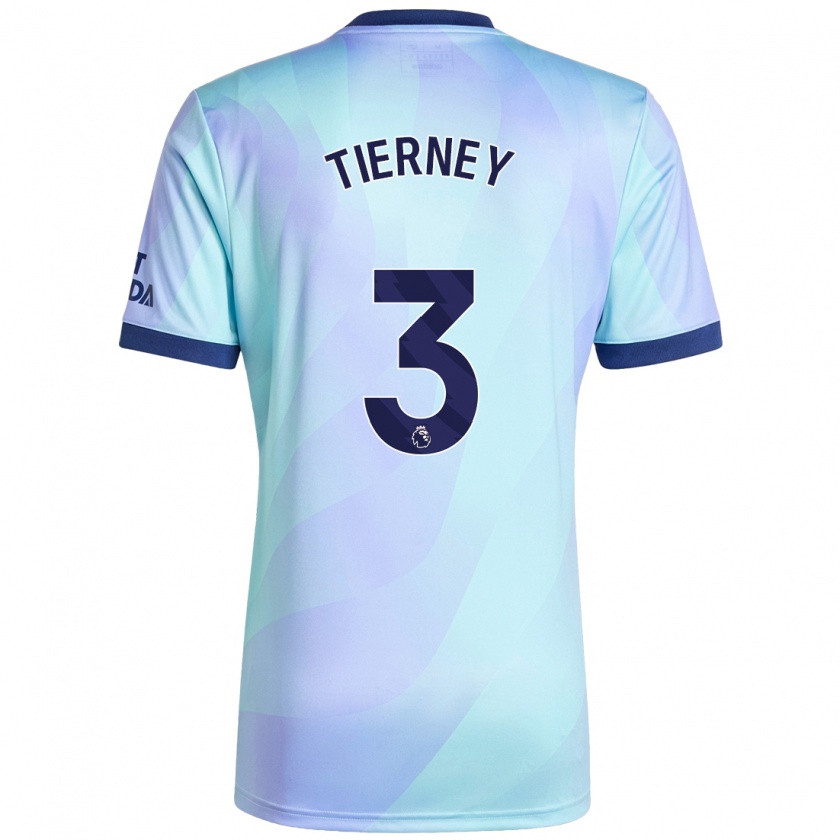 Kandiny Mujer Camiseta Kieran Tierney #3 Agua Equipación Tercera 2024/25 La Camisa Chile