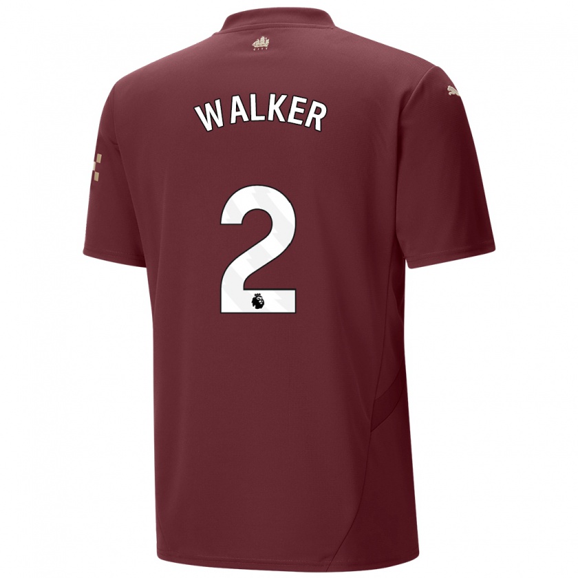 Kandiny Mujer Camiseta Kyle Walker #2 Granate Equipación Tercera 2024/25 La Camisa Chile