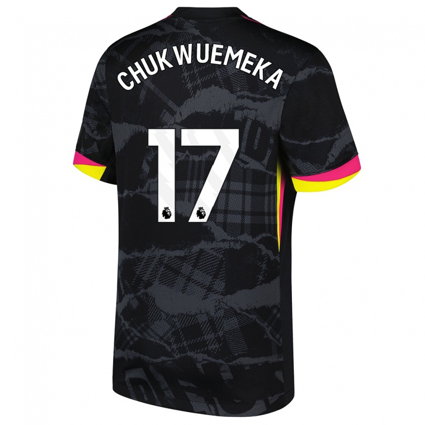 Kandiny Mujer Camiseta Carney Chukwuemeka #17 Negro Rosa Equipación Tercera 2024/25 La Camisa Chile