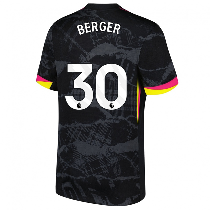 Kandiny Mujer Camiseta Ann-Katrin Berger #30 Negro Rosa Equipación Tercera 2024/25 La Camisa Chile