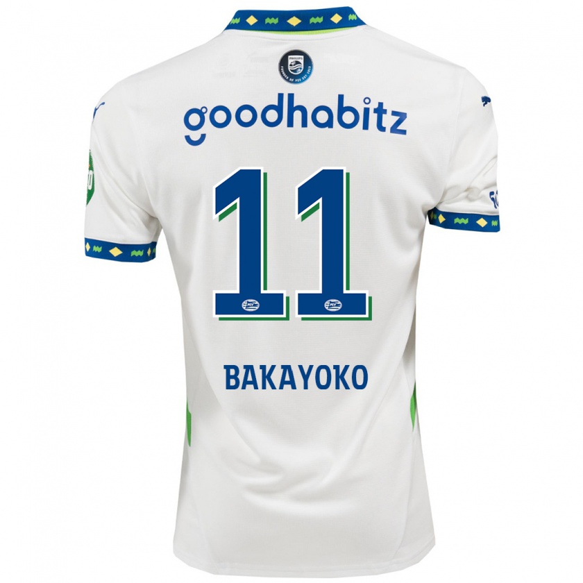 Kandiny Mujer Camiseta Johan Bakayoko #11 Blanco Azul Oscuro Equipación Tercera 2024/25 La Camisa Chile