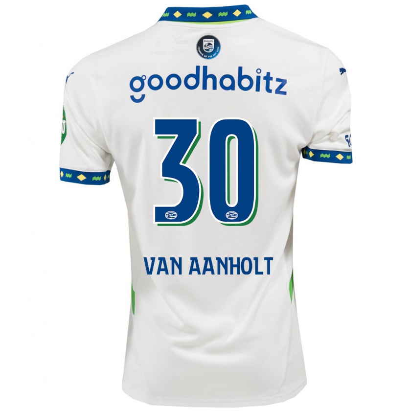 Kandiny Mujer Camiseta Patrick Van Aanholt #30 Blanco Azul Oscuro Equipación Tercera 2024/25 La Camisa Chile