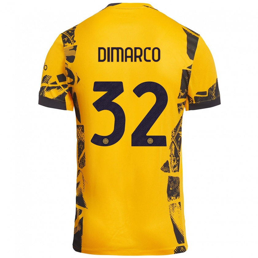 Kandiny Mujer Camiseta Federico Dimarco #32 Dorado Negro Equipación Tercera 2024/25 La Camisa Chile