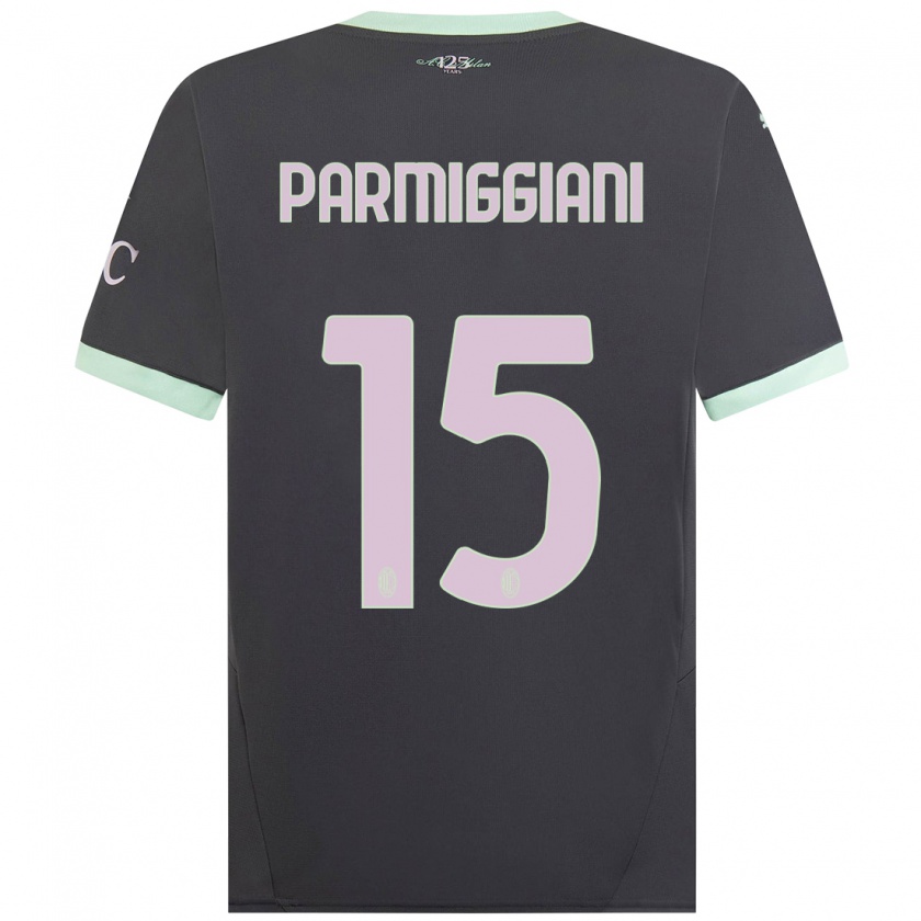 Kandiny Mujer Camiseta Pietro Parmiggiani #15 Gris Equipación Tercera 2024/25 La Camisa Chile