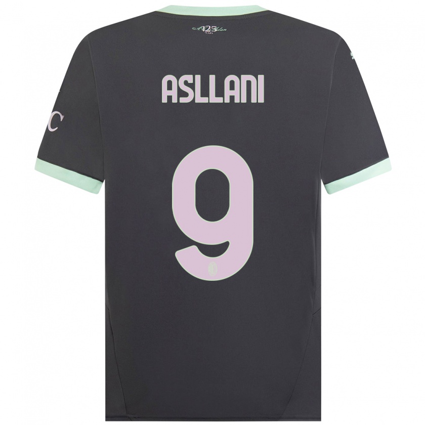 Kandiny Mujer Camiseta Kosovare Asllani #9 Gris Equipación Tercera 2024/25 La Camisa Chile