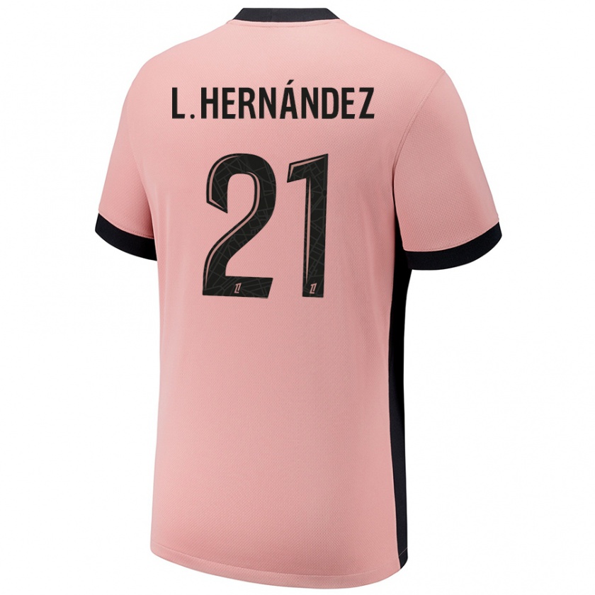 Kandiny Mujer Camiseta Lucas Hernández #21 Rosa Óxido Equipación Tercera 2024/25 La Camisa Chile