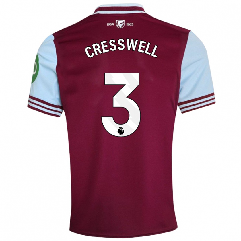 Kandiny Niño Camiseta Aaron Cresswell #3 Rojo Oscuro 1ª Equipación 2024/25 La Camisa Chile