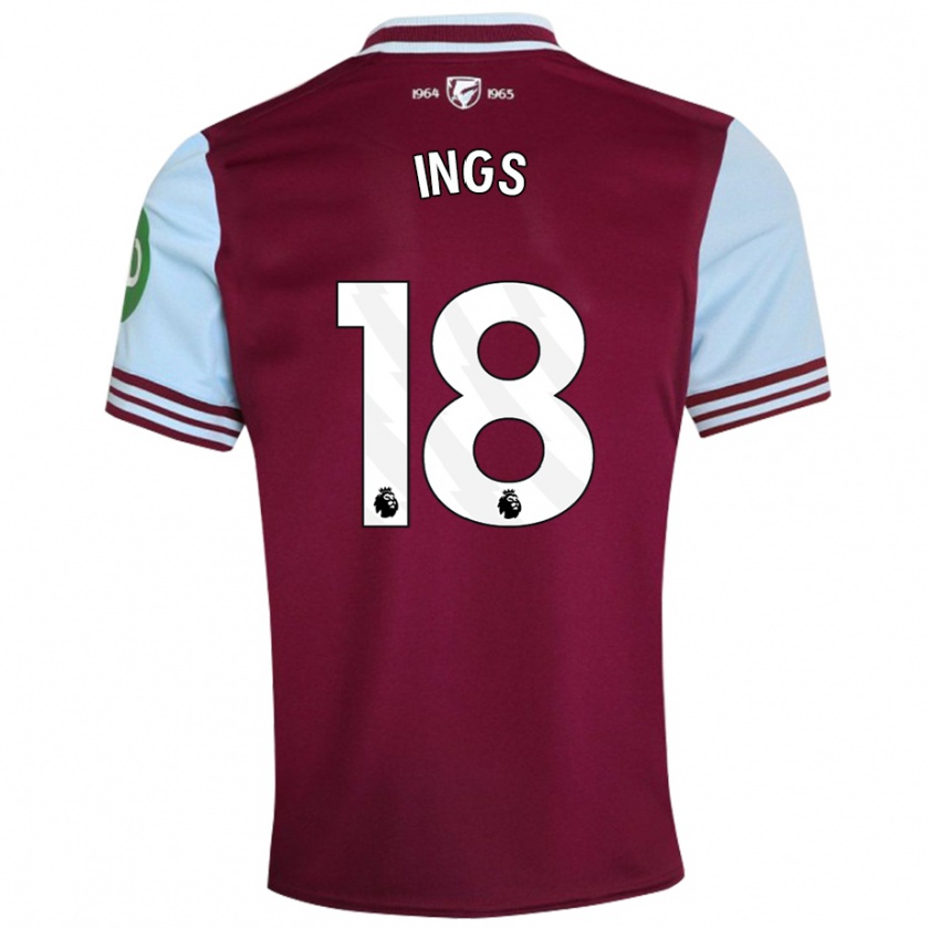 Kandiny Niño Camiseta Danny Ings #18 Rojo Oscuro 1ª Equipación 2024/25 La Camisa Chile