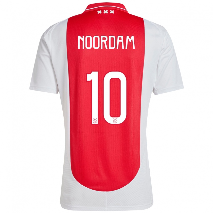 Kandiny Niño Camiseta Nadine Noordam #10 Rojo Blanco 1ª Equipación 2024/25 La Camisa Chile