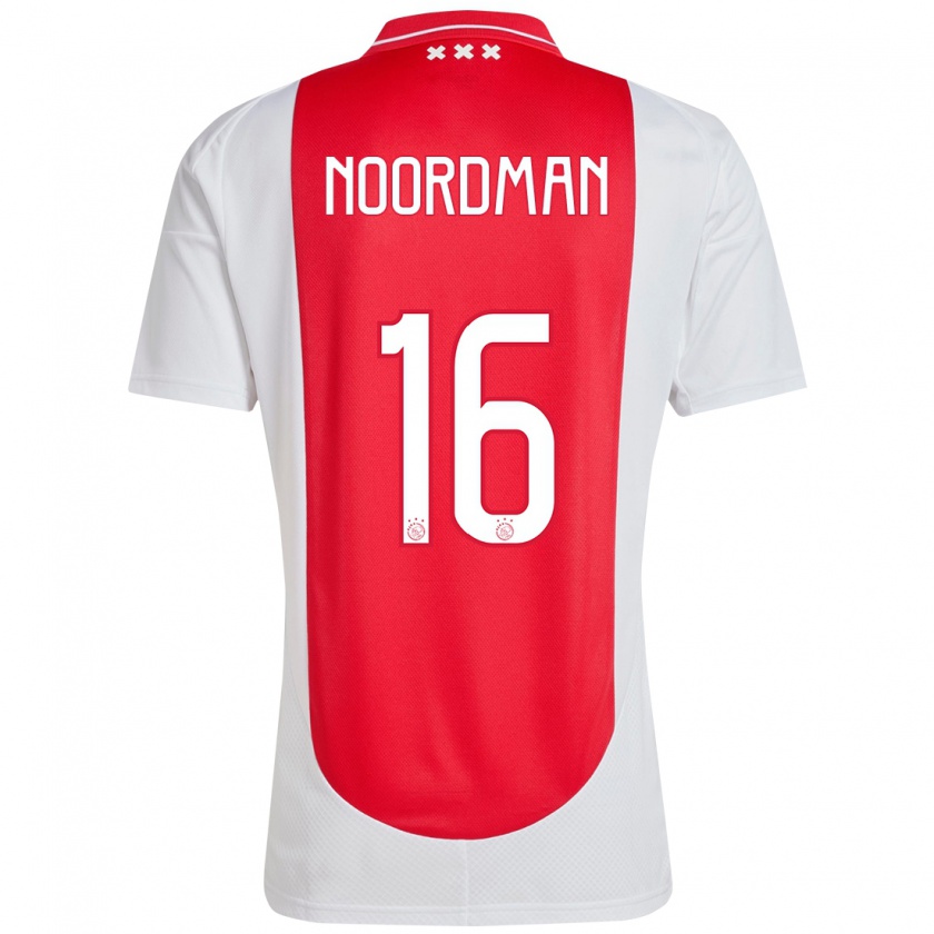 Kandiny Niño Camiseta Danique Noordman #16 Rojo Blanco 1ª Equipación 2024/25 La Camisa Chile