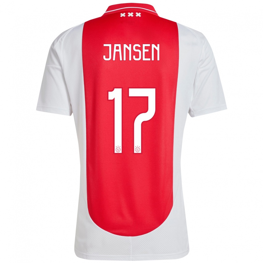 Kandiny Niño Camiseta Bente Jansen #17 Rojo Blanco 1ª Equipación 2024/25 La Camisa Chile