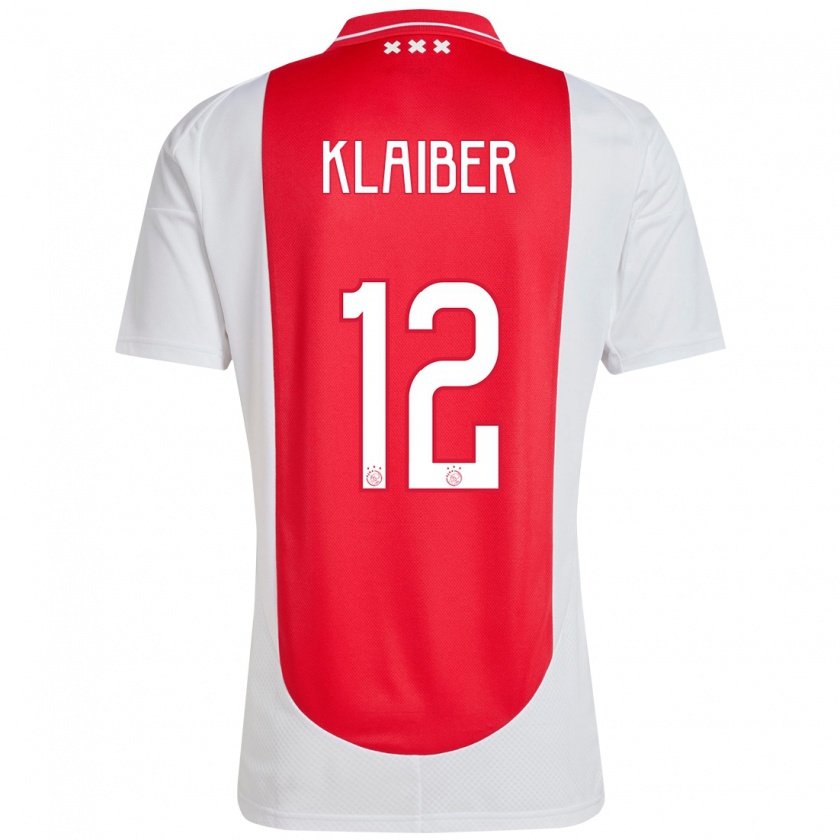 Kandiny Niño Camiseta Sean Klaiber #12 Rojo Blanco 1ª Equipación 2024/25 La Camisa Chile