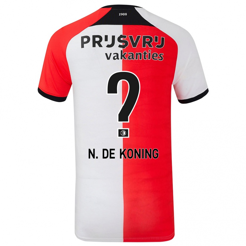 Kandiny Niño Camiseta Nick De Koning #0 Rojo Blanco 1ª Equipación 2024/25 La Camisa Chile