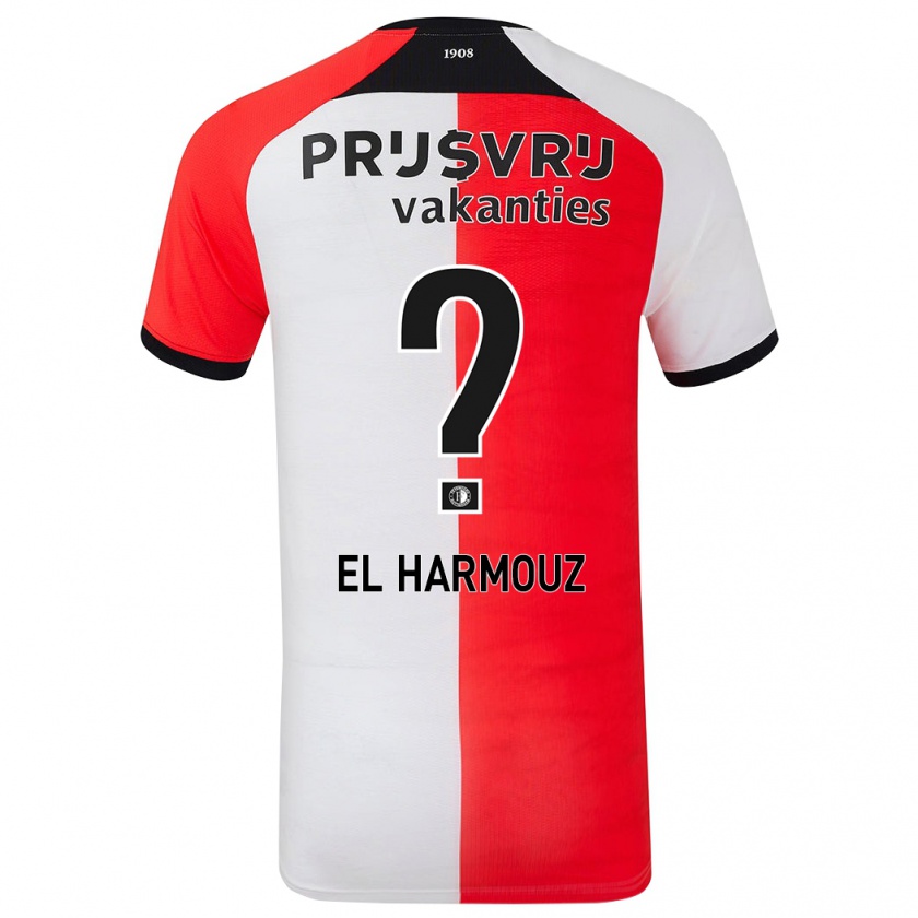 Kandiny Niño Camiseta Nassim El Harmouz #0 Rojo Blanco 1ª Equipación 2024/25 La Camisa Chile