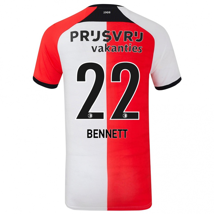 Kandiny Niño Camiseta Walter Bennett #22 Rojo Blanco 1ª Equipación 2024/25 La Camisa Chile