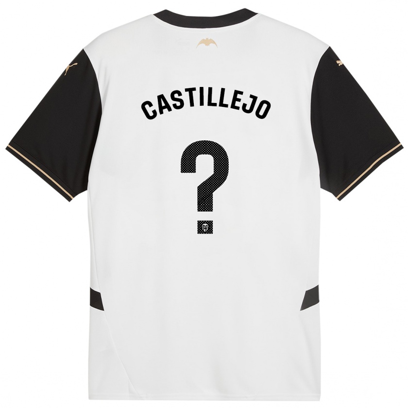 Kandiny Niño Camiseta Samu Castillejo #0 Blanco Negro 1ª Equipación 2024/25 La Camisa Chile