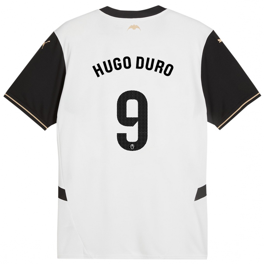 Kandiny Niño Camiseta Hugo Duro #9 Blanco Negro 1ª Equipación 2024/25 La Camisa Chile