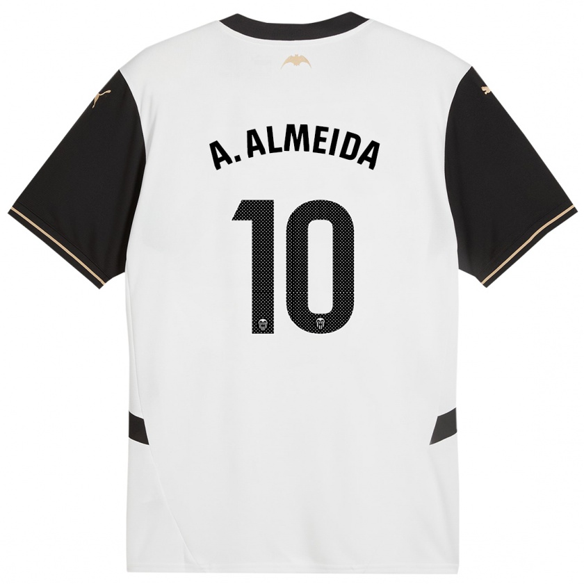 Kandiny Niño Camiseta André Almeida #10 Blanco Negro 1ª Equipación 2024/25 La Camisa Chile