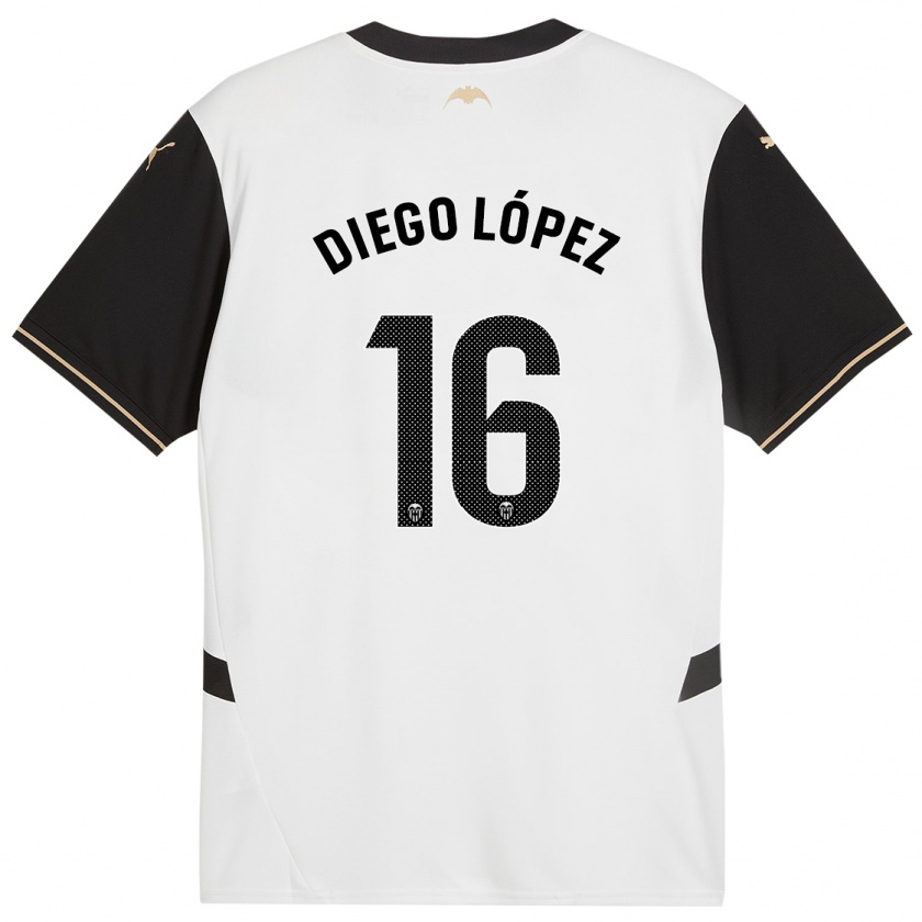 Kandiny Niño Camiseta Diego López #16 Blanco Negro 1ª Equipación 2024/25 La Camisa Chile