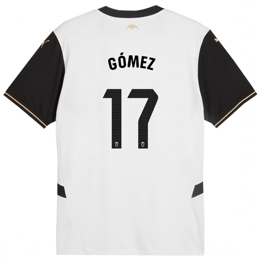 Kandiny Niño Camiseta Dani Gómez #17 Blanco Negro 1ª Equipación 2024/25 La Camisa Chile