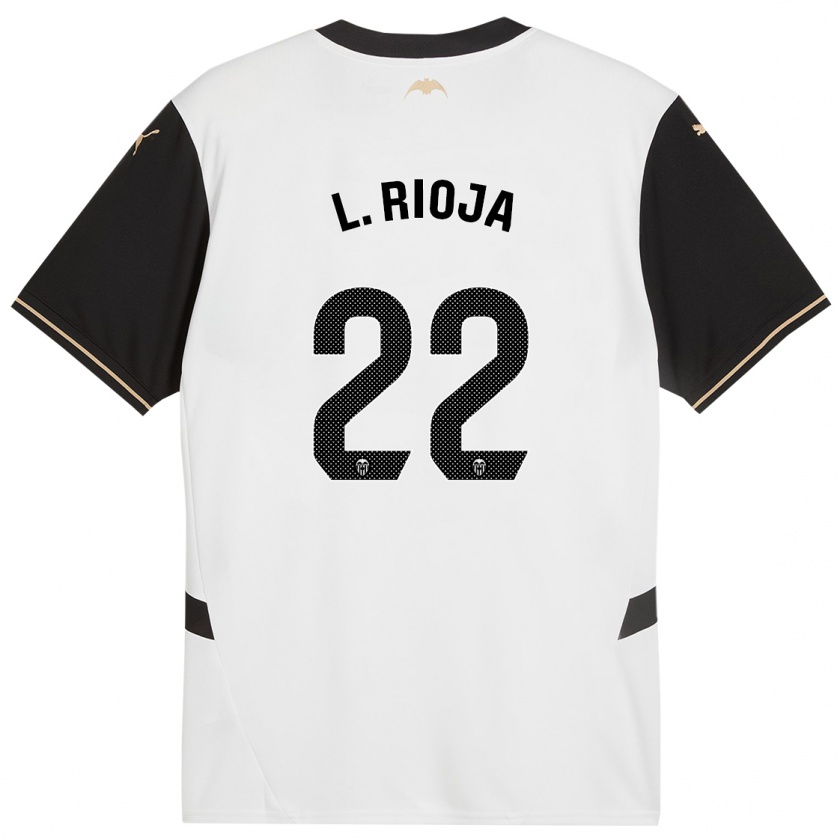 Kandiny Niño Camiseta Luis Rioja #22 Blanco Negro 1ª Equipación 2024/25 La Camisa Chile