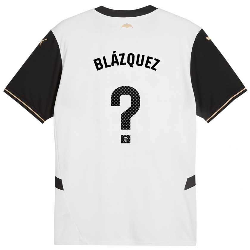 Kandiny Niño Camiseta Aimar Blázquez #0 Blanco Negro 1ª Equipación 2024/25 La Camisa Chile