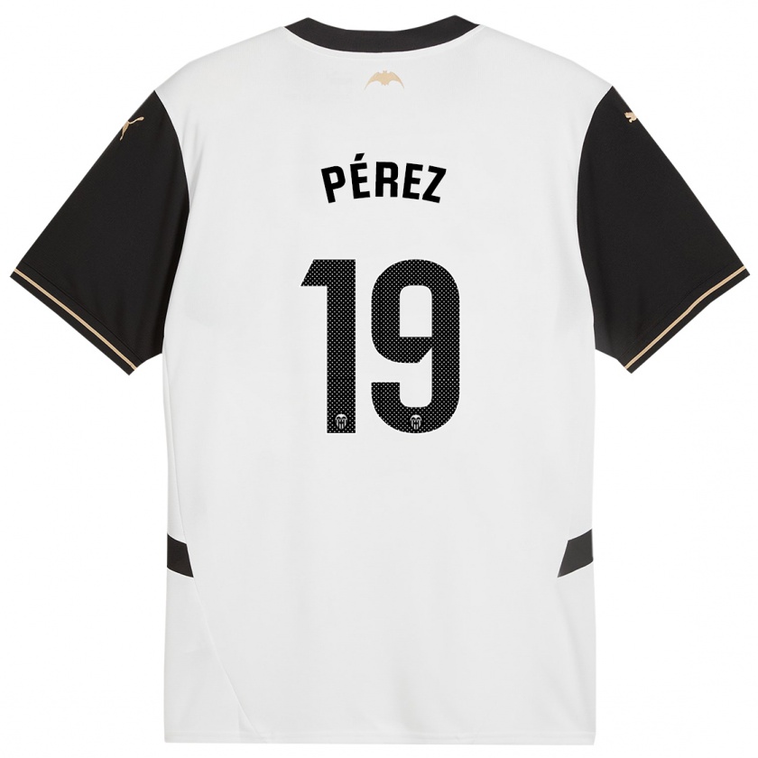 Kandiny Niño Camiseta Joselu Pérez #19 Blanco Negro 1ª Equipación 2024/25 La Camisa Chile