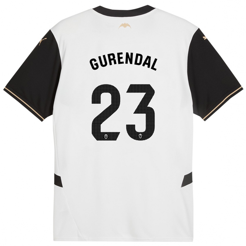 Kandiny Niño Camiseta Alexander Gurendal #23 Blanco Negro 1ª Equipación 2024/25 La Camisa Chile