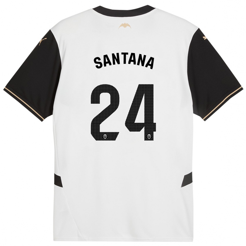 Kandiny Niño Camiseta Ismael Santana #24 Blanco Negro 1ª Equipación 2024/25 La Camisa Chile