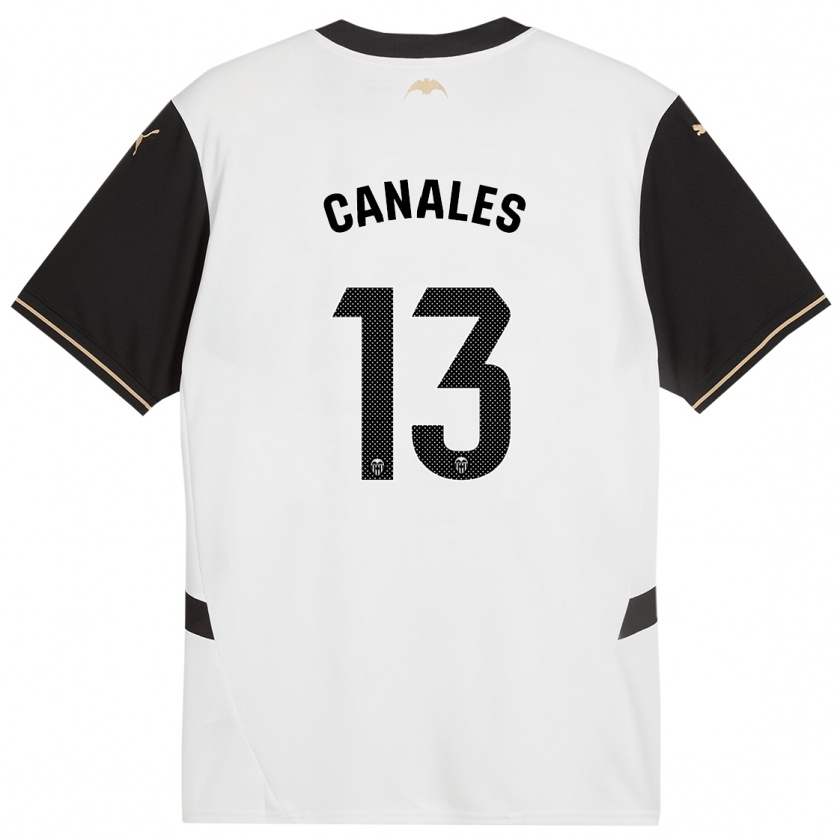 Kandiny Niño Camiseta Antonia Canales #13 Blanco Negro 1ª Equipación 2024/25 La Camisa Chile