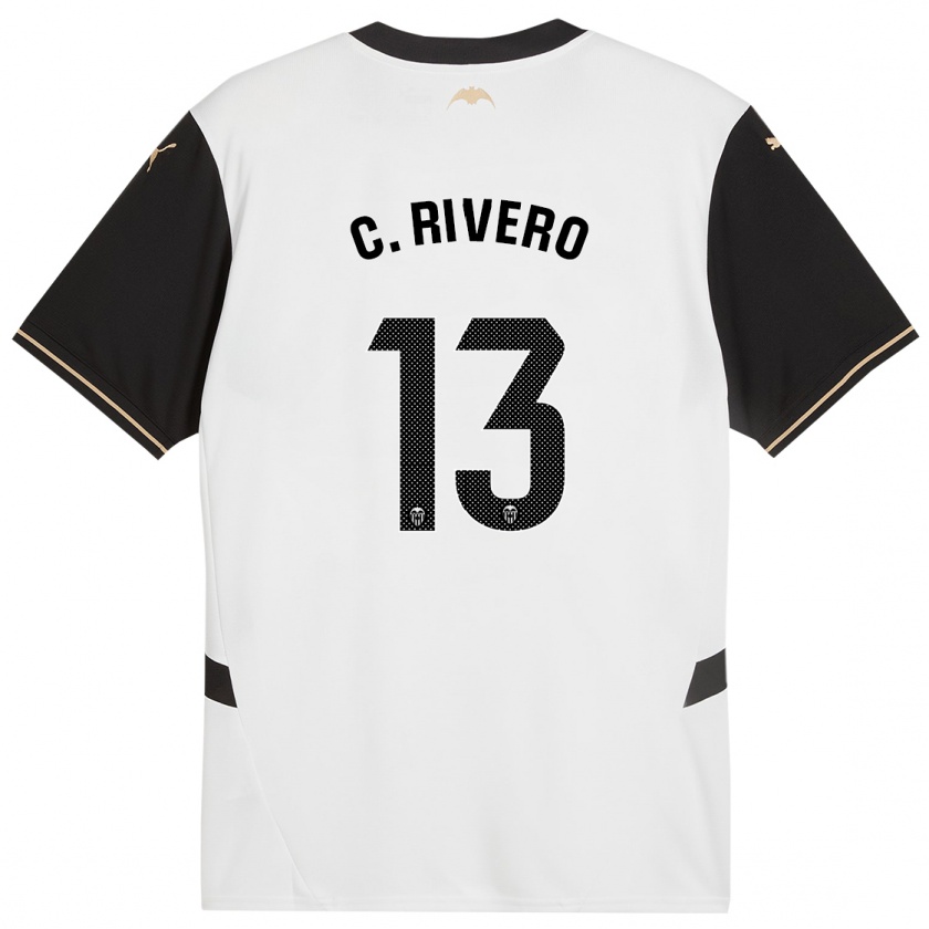 Kandiny Niño Camiseta Cristian Rivero #13 Blanco Negro 1ª Equipación 2024/25 La Camisa Chile