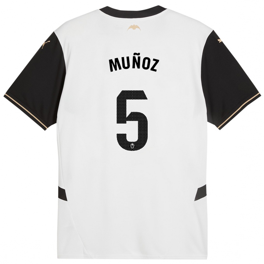 Kandiny Niño Camiseta Iván Muñoz #5 Blanco Negro 1ª Equipación 2024/25 La Camisa Chile