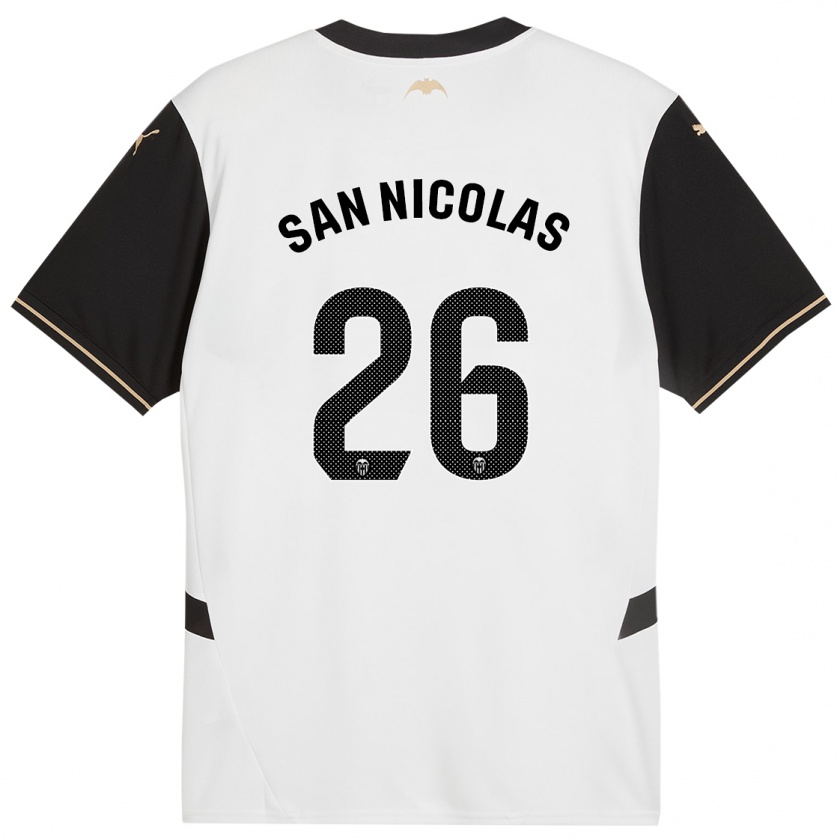 Kandiny Niño Camiseta Olga San Nicolas #26 Blanco Negro 1ª Equipación 2024/25 La Camisa Chile