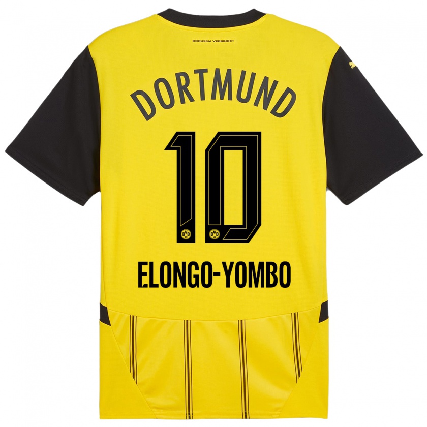 Kandiny Niño Camiseta Rodney Elongo-Yombo #10 Amarillo Negro 1ª Equipación 2024/25 La Camisa Chile