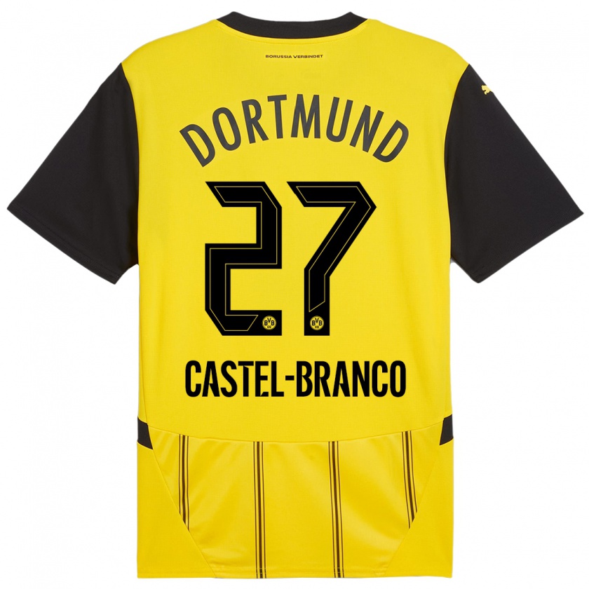 Kandiny Niño Camiseta Diego Castel-Branco #27 Amarillo Negro 1ª Equipación 2024/25 La Camisa Chile