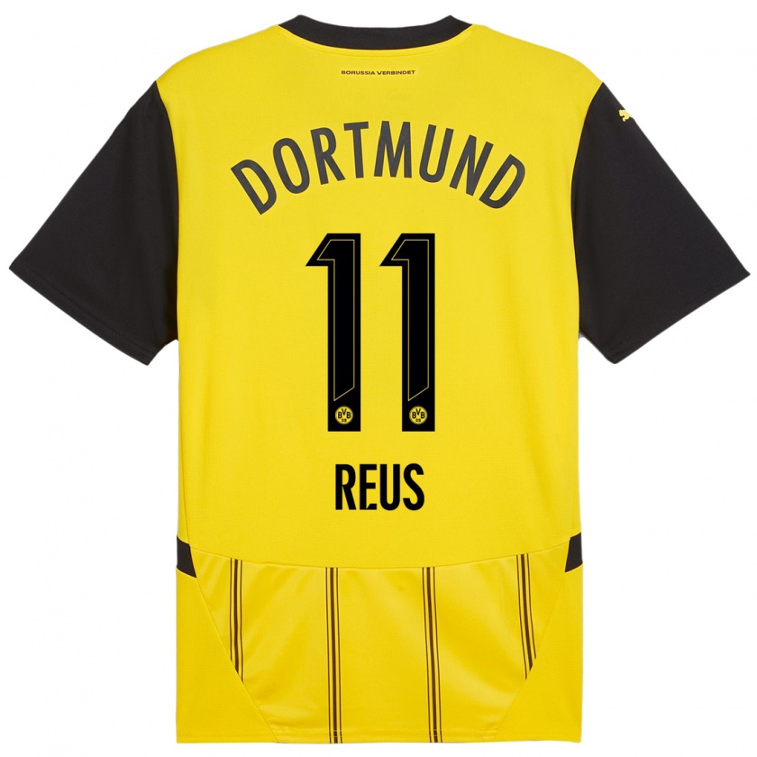 Kandiny Niño Camiseta Marco Reus #11 Amarillo Negro 1ª Equipación 2024/25 La Camisa Chile