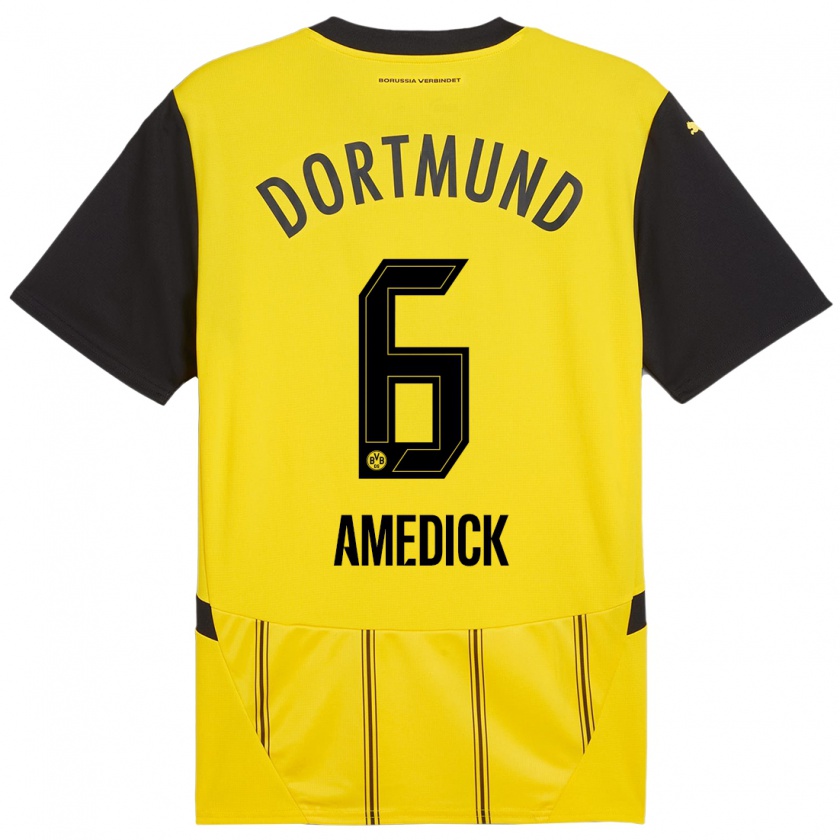 Kandiny Niño Camiseta Maik Amedick #6 Amarillo Negro 1ª Equipación 2024/25 La Camisa Chile