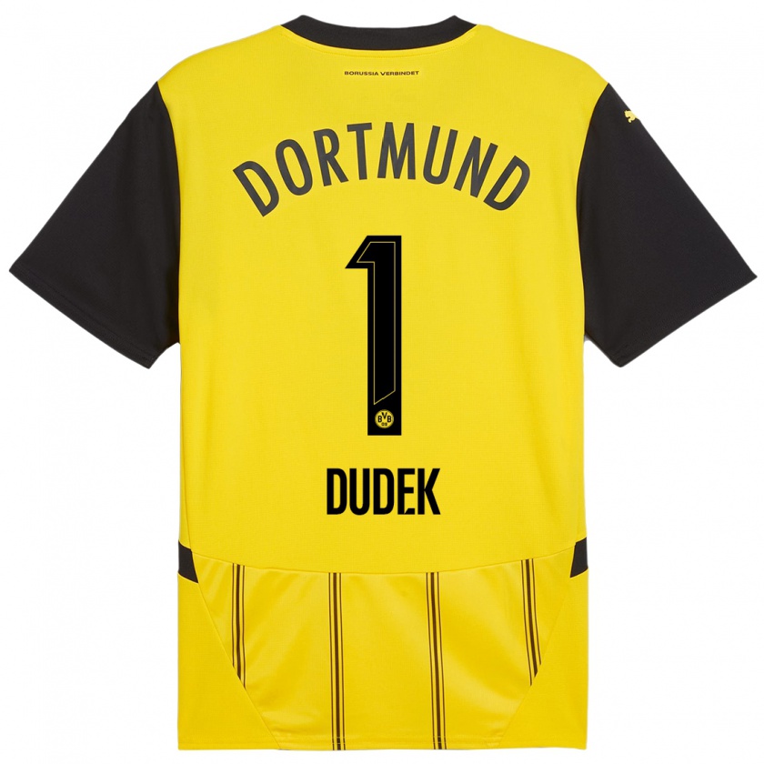 Kandiny Niño Camiseta Daniel Dudek #1 Amarillo Negro 1ª Equipación 2024/25 La Camisa Chile