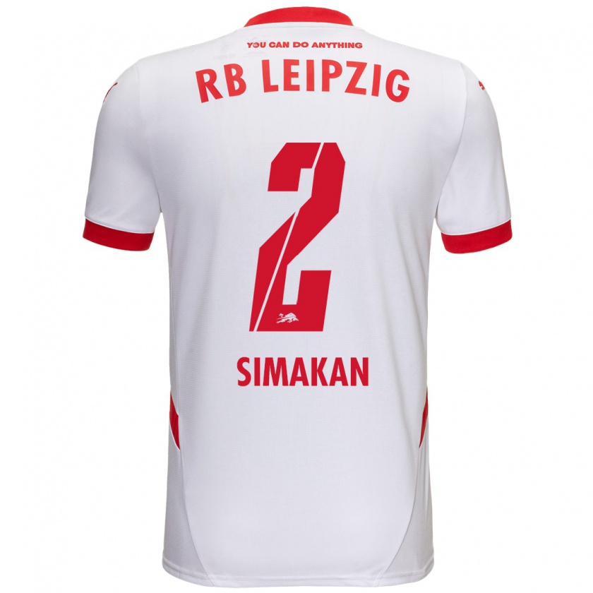 Kandiny Niño Camiseta Mohamed Simakan #2 Blanco Rojo 1ª Equipación 2024/25 La Camisa Chile