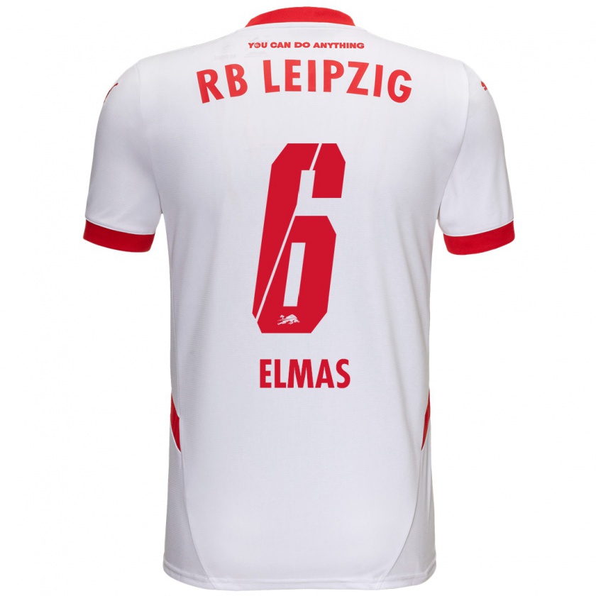 Kandiny Niño Camiseta Eljif Elmas #6 Blanco Rojo 1ª Equipación 2024/25 La Camisa Chile