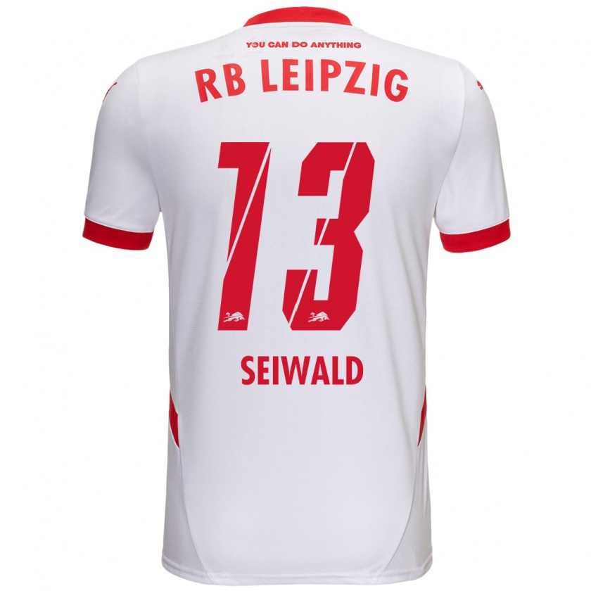 Kandiny Niño Camiseta Nicolas Seiwald #13 Blanco Rojo 1ª Equipación 2024/25 La Camisa Chile