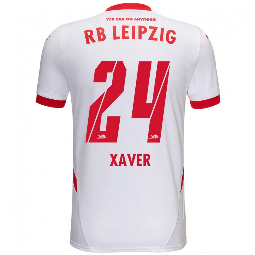 Kandiny Niño Camiseta Xaver Schlager #24 Blanco Rojo 1ª Equipación 2024/25 La Camisa Chile