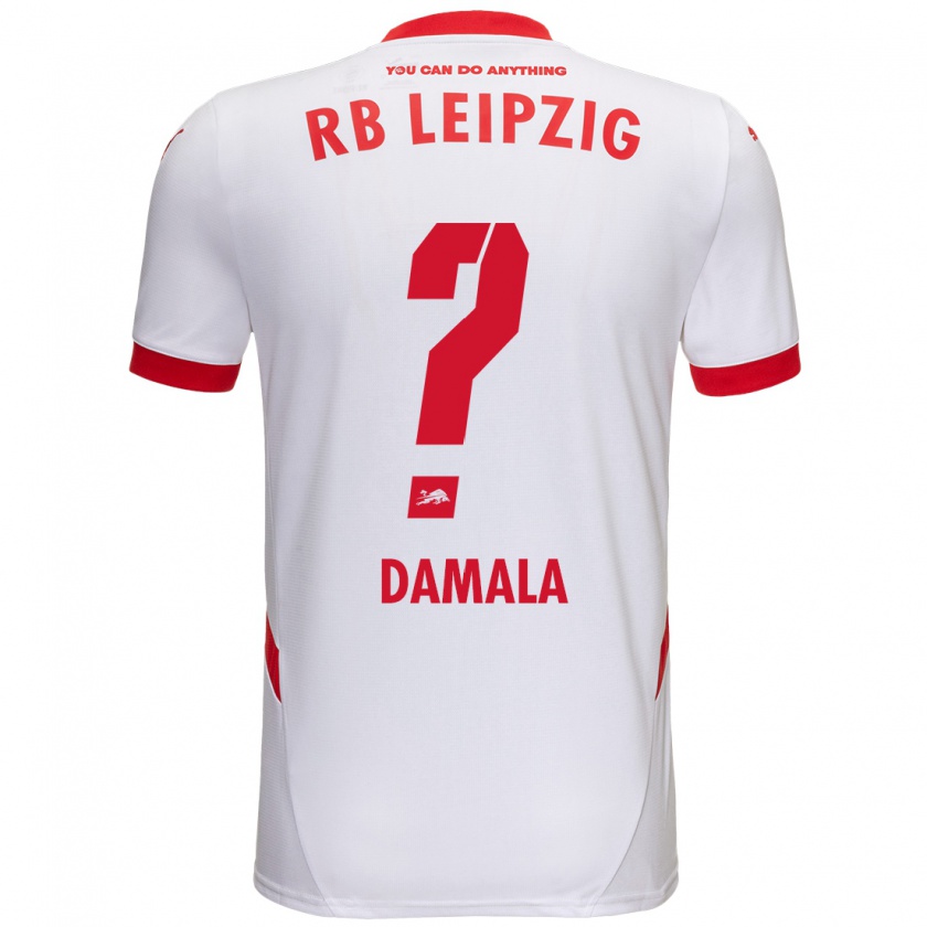 Kandiny Niño Camiseta Bilal Damala #0 Blanco Rojo 1ª Equipación 2024/25 La Camisa Chile