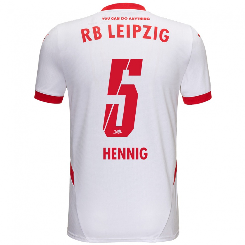 Kandiny Niño Camiseta Lenny Hennig #5 Blanco Rojo 1ª Equipación 2024/25 La Camisa Chile