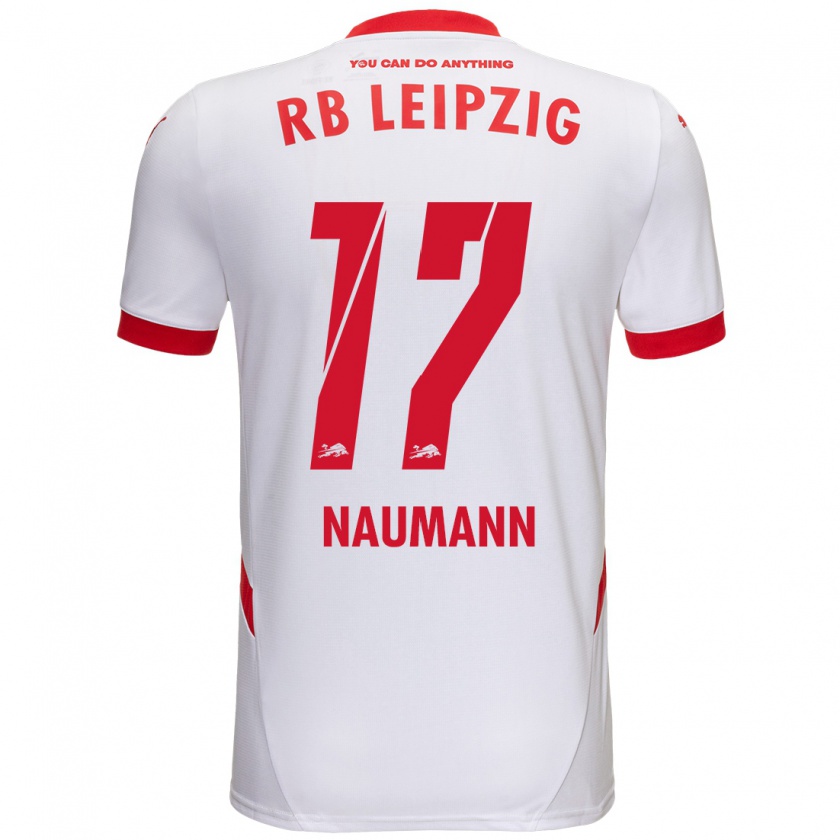 Kandiny Niño Camiseta Carlos Naumann #17 Blanco Rojo 1ª Equipación 2024/25 La Camisa Chile