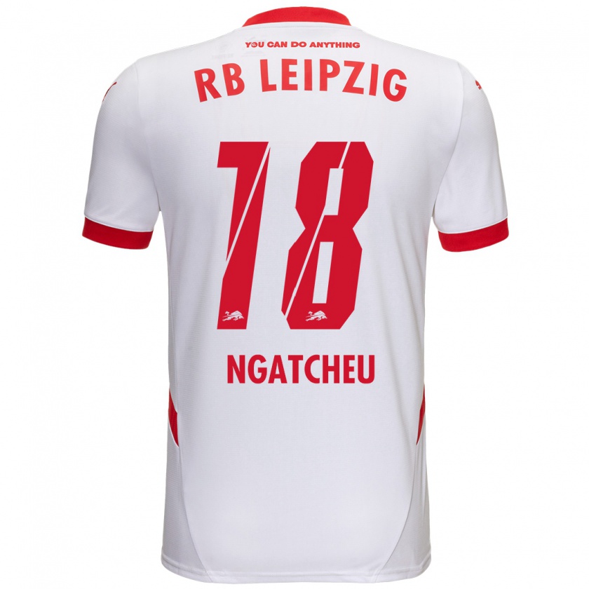 Kandiny Niño Camiseta Yohan Ngatcheu #18 Blanco Rojo 1ª Equipación 2024/25 La Camisa Chile